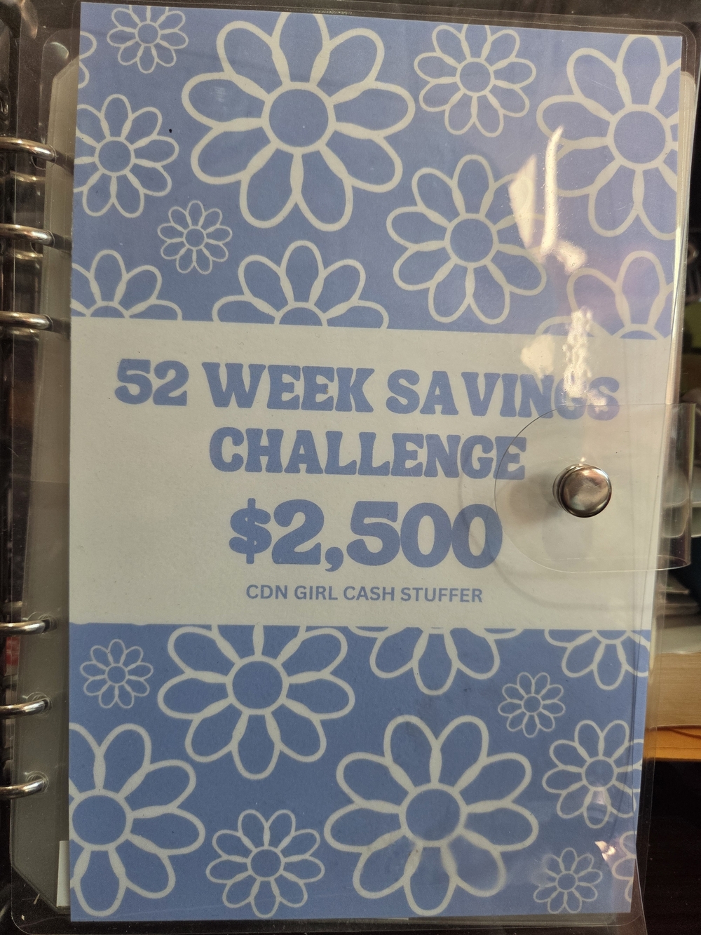 New 52 Week Savings Challenge $2,500 Cash Stuffer - Blue Floral